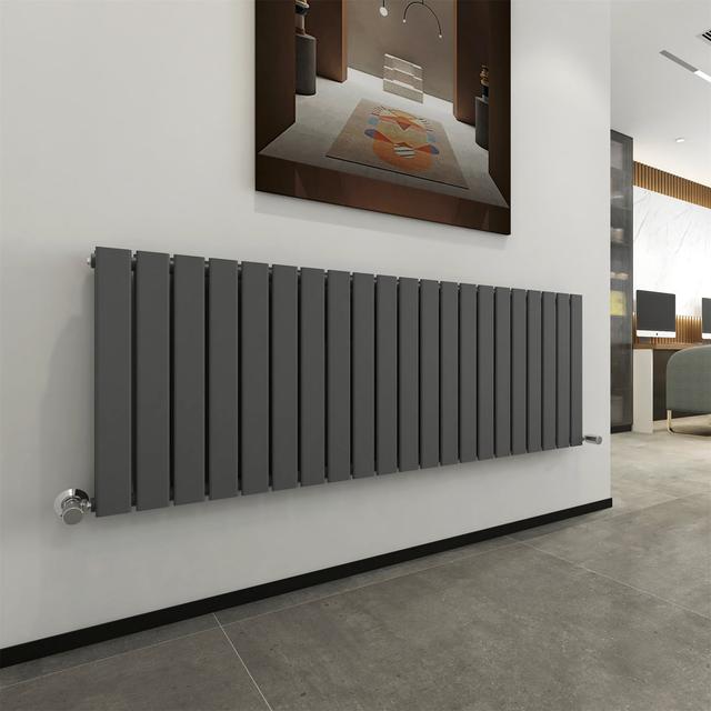 Bonilla Horizontal Designer Radiator Belfry Heating Radiator Cover Colour: Grey, Size: 60cm H x 142.8cm W on Productcaster.