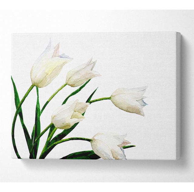 White Tulip Quad - Wrapped Canvas Art Prints Latitude Run Size: 81cm H x 121.9cm W x 10cm D on Productcaster.