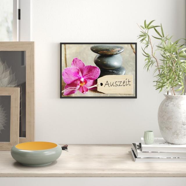 Gerahmtes Wandbild Auszeit Orchidee mit Zen Steinen East Urban Home Größe: 70 cm H x 100 cm B on Productcaster.