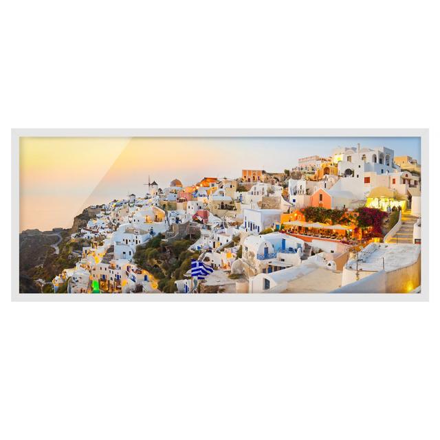 Radiant Santorini - Picture Frame Graphic Art Latitude Run Size: 30cm H x 75cm W x 2cm D, Frame Option: White Framed on Productcaster.