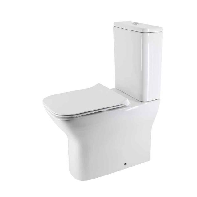 Kerela Close Coupled Toilet with Button Flush and Soft Close Seat Belfry Bathroom on Productcaster.