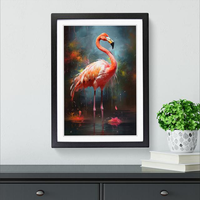 Flamingo Conceptual - Single Picture Frame Print on Wood 17 Stories Size: 46cm H x 34cm W x 2cm D, Frame Colour: Black on Productcaster.