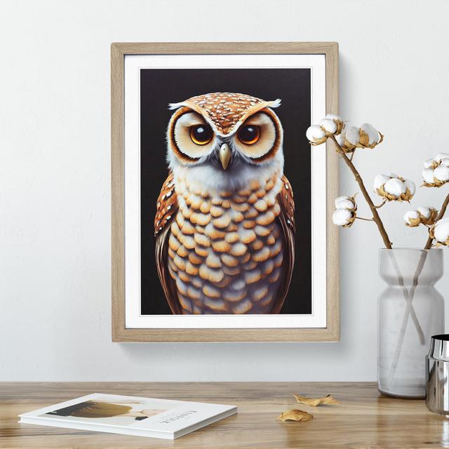 Admirable Owl - Single Picture Frame Print Alpen Home Frame Colour: Oak Framed, Size: 46cm H x 34cm W x 2cm D on Productcaster.