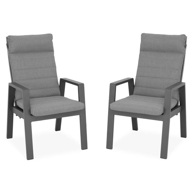 Set 2 Dining Chairs Altoro L.61.5 W.79 H.106 Black-grey (Set of 2) Ebern Designs on Productcaster.