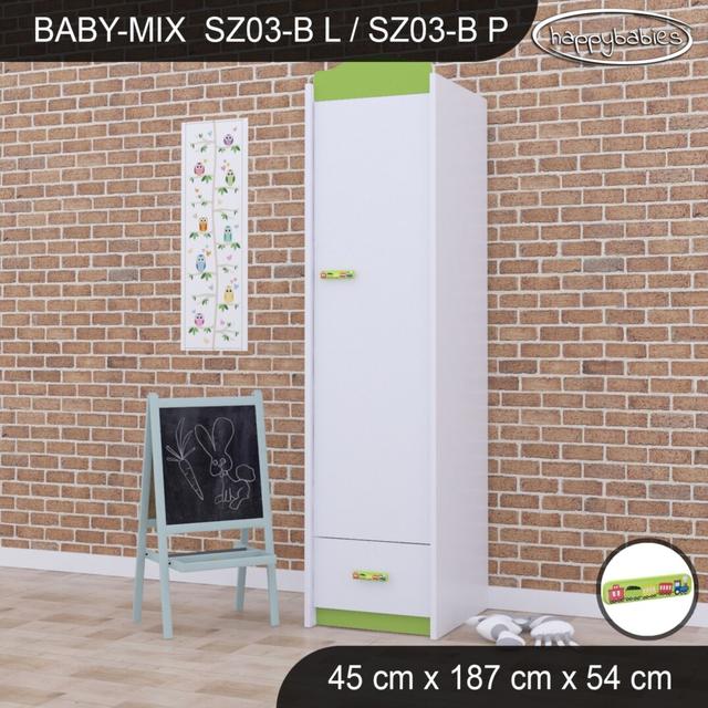 Baby Mix Green Train 1 Door Wardrobe Happy Babies on Productcaster.