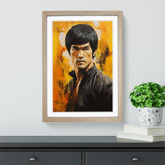 XYZ-FRM-V1223-2204 Bruce Lee Hard Edge Painting - Single Picture Frame Print on Wood Big Box Art Format: Oak Framed, Size: 46cm H x 34cm W x 2cm D on Productcaster.