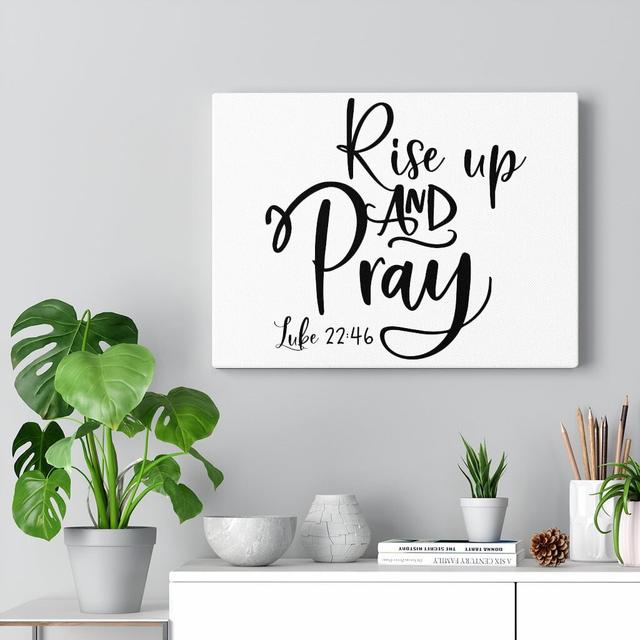 Up and Pray Luke 22:46 - Wrapped Canvas Typography Blue Elephant Size: 30cm H x 41cm W on Productcaster.