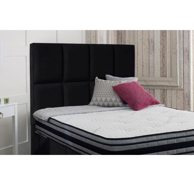 Brancy Upholstered Headboard 17 Stories Size: Small Double (4'), Colour: Black on Productcaster.