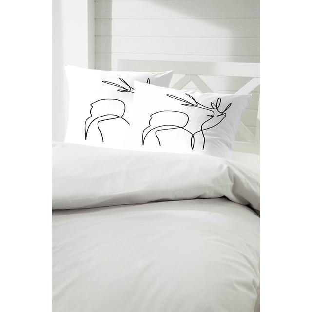 Prima White Cotton 200 TC Duvet Cover Set Brayden Studio Size: Single - 1 Pillowcase (80 x 80 cm) on Productcaster.