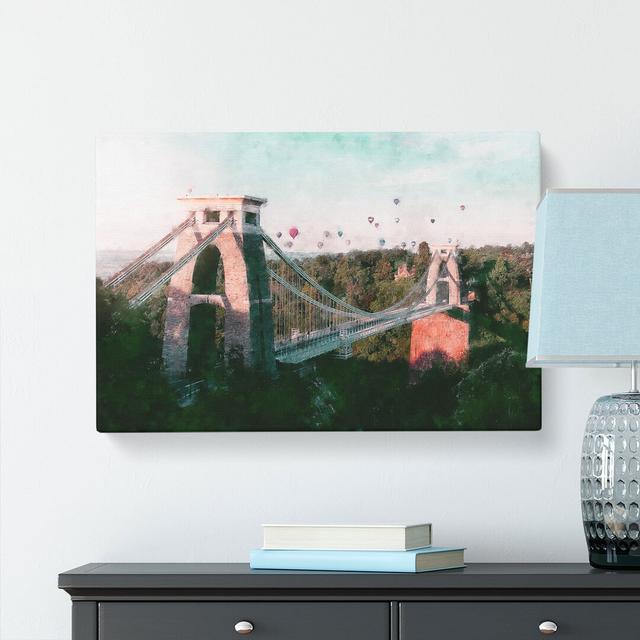 Clifton Suspension Bridge In Bristol Painting - Wrapped Canvas Graphic Art East Urban Home Size: 50cm H x 76cm W x 3cm D on Productcaster.