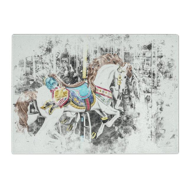 Tempered Glass Carousel Horse Chopping Board East Urban Home Size: 20 cm x 28.5 cm on Productcaster.