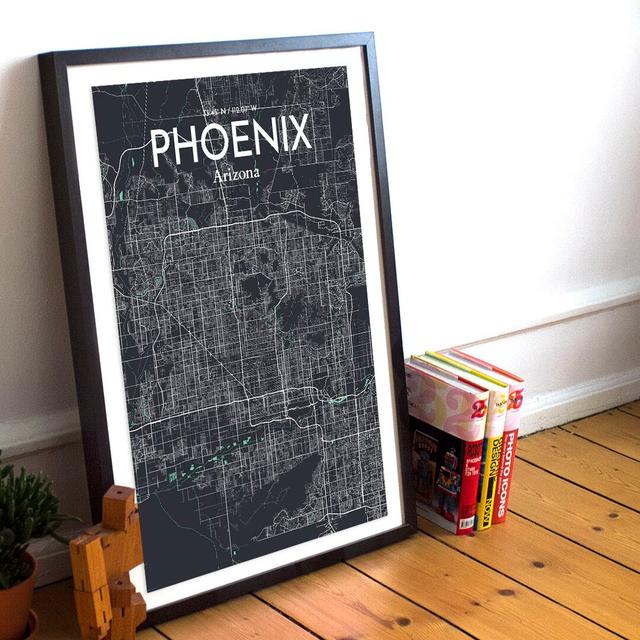 Phoenix City Map - Unframed Graphic Art Print on Paper East Urban Home Size: 50.8cm H x 40.6cm W x 0.13cm D, Colour: White/Grey on Productcaster.