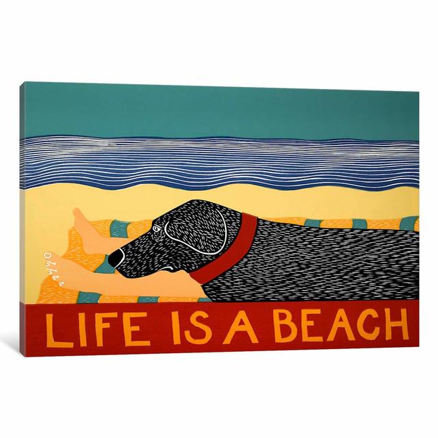 Life Is A Beach Black by Stephen Huneck - Wrapped Canvas Print East Urban Home Size: 45.72cm H x 66.04cm W x 3.81cm D on Productcaster.