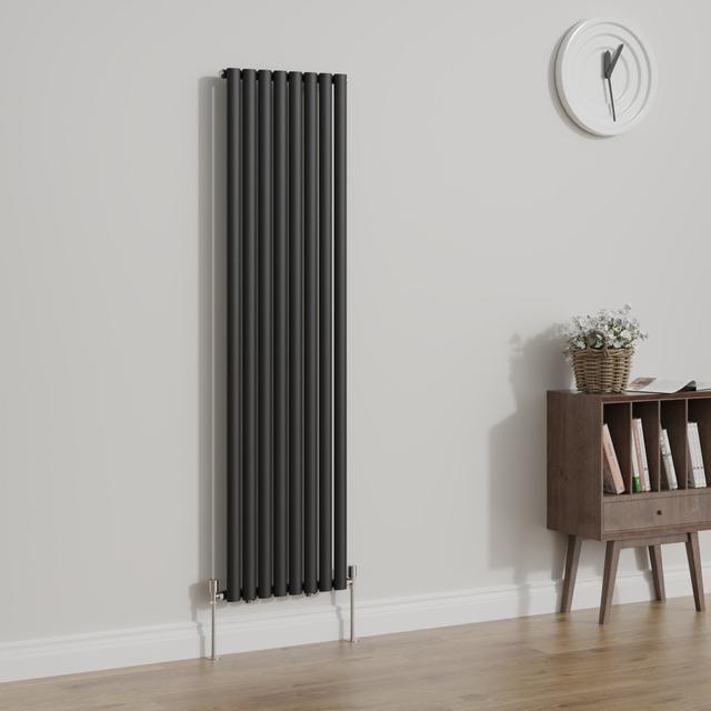 Shoshana Vertical Single Oval Panel Radiator Belfry Heating Radiator Colour: Normal Black, Panels: 1, Size: 180cm H x 47.2cm W on Productcaster.