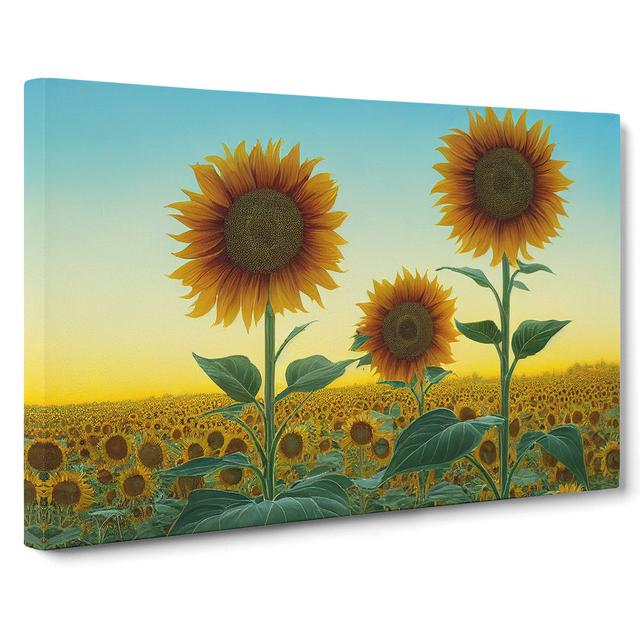 Tremendous Sunflower Field - Wrapped Canvas Graphic Art Brambly Cottage Size: 35cm H x 50cm W x 3cm D on Productcaster.