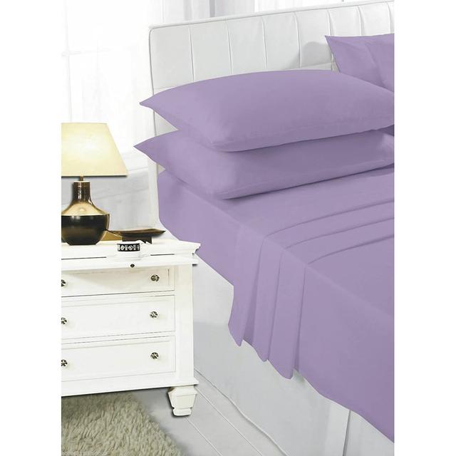 Harwill 132 Thread Count Fitted Sheet Ebern Designs Size: Super King (6'), Colour: Lilac on Productcaster.