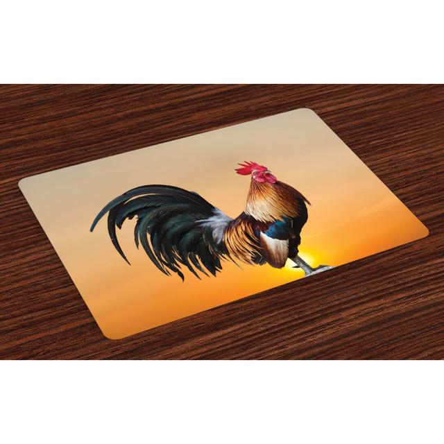 Jacinto Rooster Farm Animal Sunrise Placemat (Set of 4) Brambly Cottage on Productcaster.