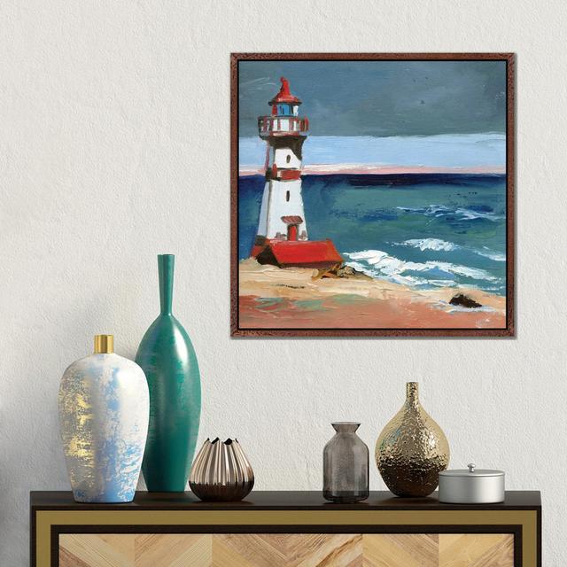 Lighthouse II by Vita Schagen - Gallery-Wrapped Canvas Giclée on Canvas Longshore Tides Size: 45.72cm H x 45.72cm W, Format: Classic Wood Floater Fram on Productcaster.