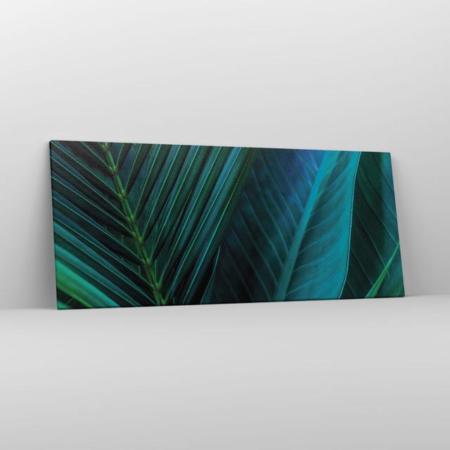 Leaf Tropics Green - Wrapped Canvas Photograph Bay Isle Home Size: 50cm H x 140cm W on Productcaster.