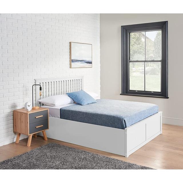 Nanango Ottoman Bed Rosalind Wheeler Size: King (163 x 211 cm), Colour: White on Productcaster.