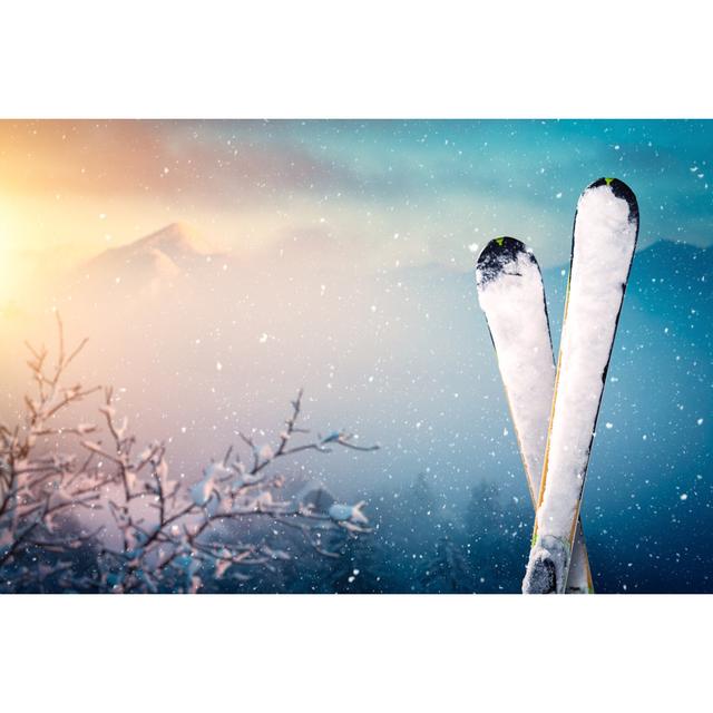 Skis In The Snow by Borchee - No Frame Art Prints on Canvas Alpen Home Size: 20cm H x 30cm W on Productcaster.