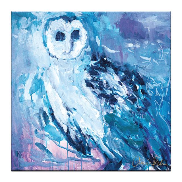 Owl in the Night Union Rustic Format: Wrapped Canvas, Matte Colour: No Matte, Size: 61cm H x 61cm W x 3cm D on Productcaster.