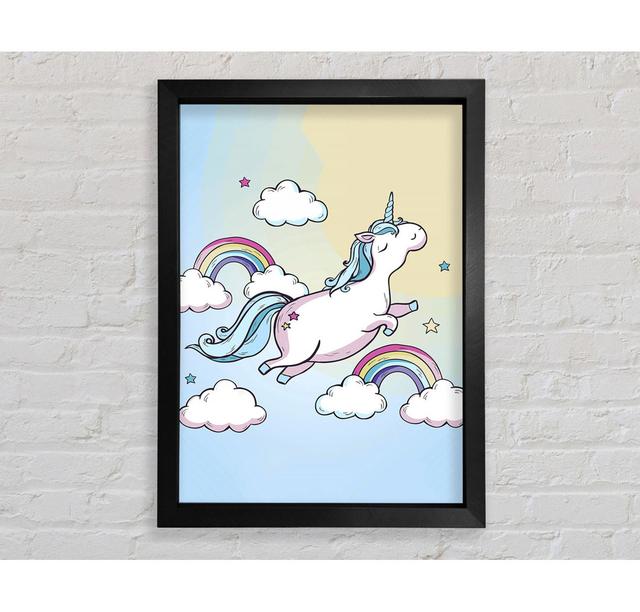 Flying Unicorn Rainbows - Single Picture Frame Art Prints Zoomie Kids Size: 141.4cm H x 100cm W x 3.4cm D on Productcaster.