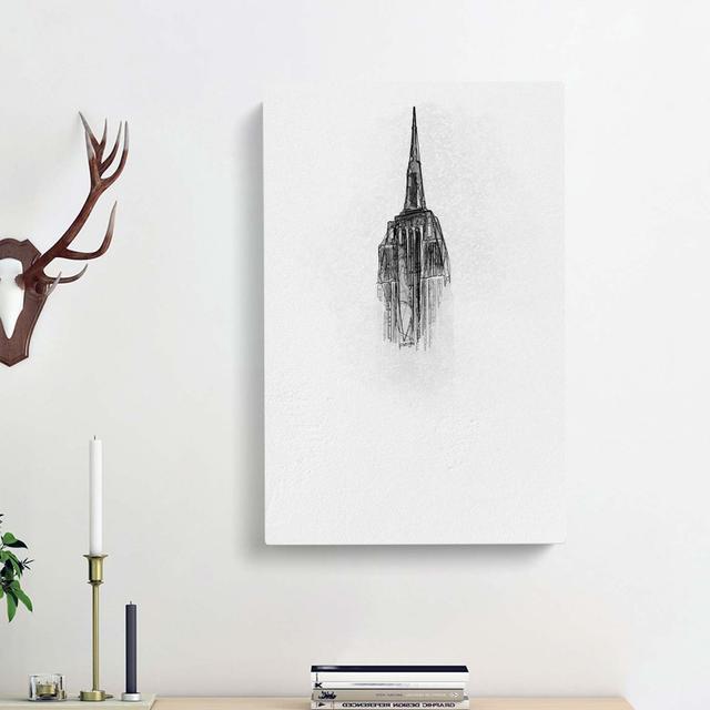 The Empire State Building Abstract - Wrapped Canvas Drawing Print East Urban Home Size: 76cm H x 50cm W x 3cm D on Productcaster.