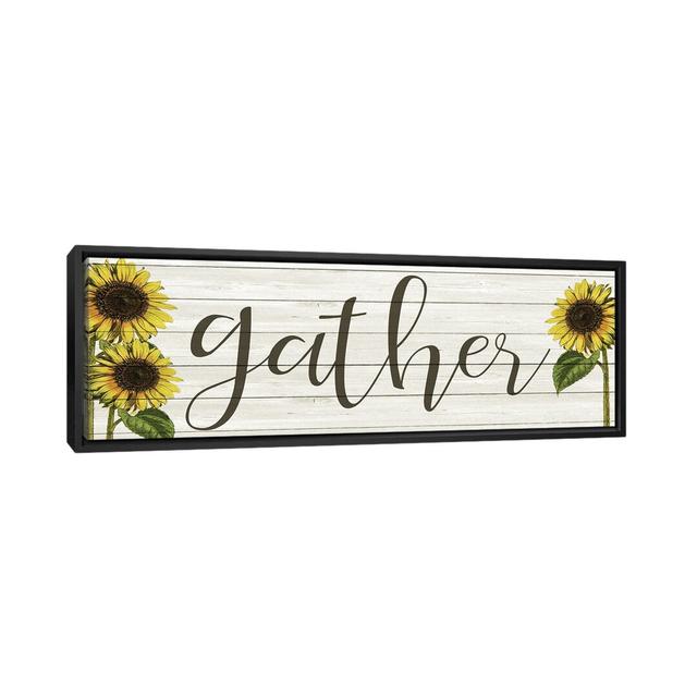 Sunflower Gather by Kimberly Allen - Panoramic Print on Canvas August Grove Format: Black Floater Frame, Size: 40.64cm H x 121.92cm W x 3.81cm D on Productcaster.