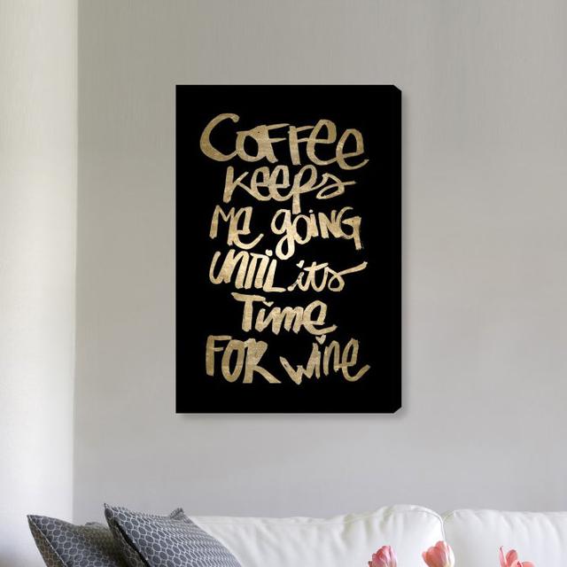 'Coffee and Wine Black' Textual Art on Canvas Oliver Gal Size: 38cm H x 25cm W x 4cm D on Productcaster.