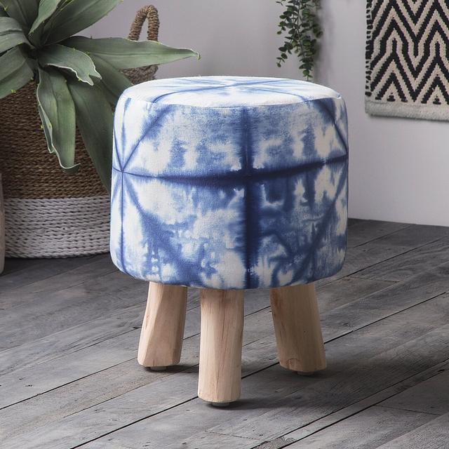 Thackeray Footstool 17 Stories Upholstery Colour: White/Blue on Productcaster.