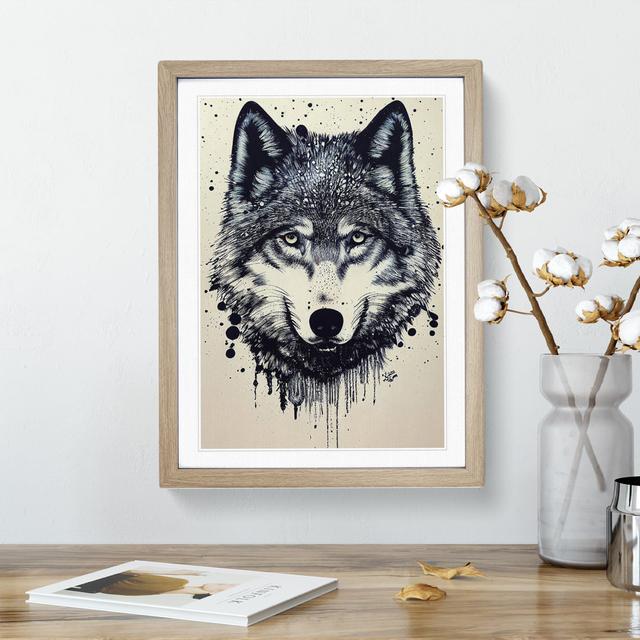 XV1022-5255X Wolf Graffiti No.1 - Single Picture Frame Print Alpen Home Size: 34cm H x 25cm W, Frame Colour: Oak Framed on Productcaster.