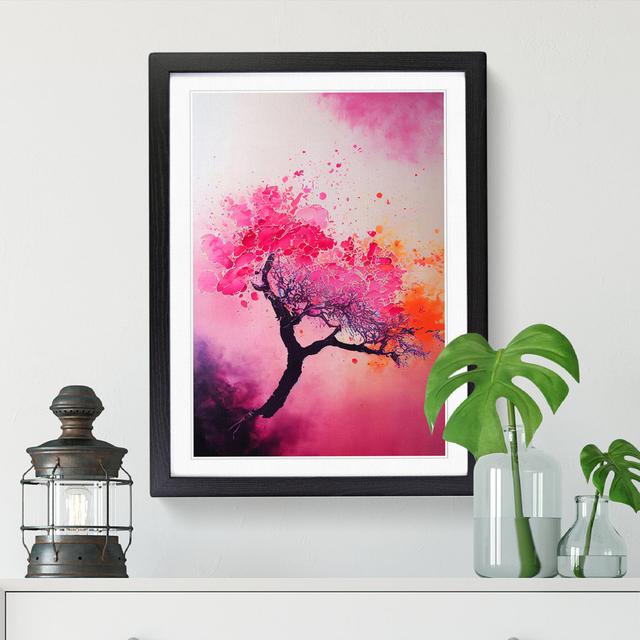 Peach Blossom Tree Splatter Vol.1 - Single Picture Frame Graphic Art Marlow Home Co. Frame Option: Black, Size: 64cm H x 46cm W x 2cm D on Productcaster.