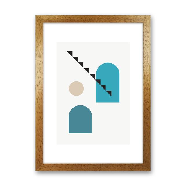 Mita Teal Stairs Left N3 by Pixy Paper - Print Corrigan Studio Format: Oak Framed, Size: 42cm H x 29.7cm W x 3cm D on Productcaster.