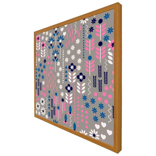 Ashayra Selection Of Flowers In Pink, Blue & White - Print Metro Lane Frame Colour: Oak Framed, Size: 31cm H x 31cm W x 4cm D on Productcaster.