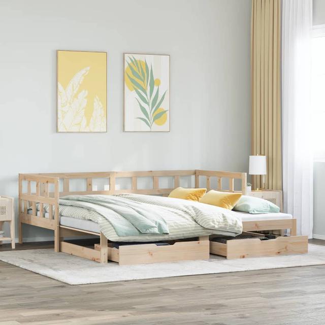 Rittie Solid Wood Daybed with Trundle 17 Stories Colour: Natural on Productcaster.