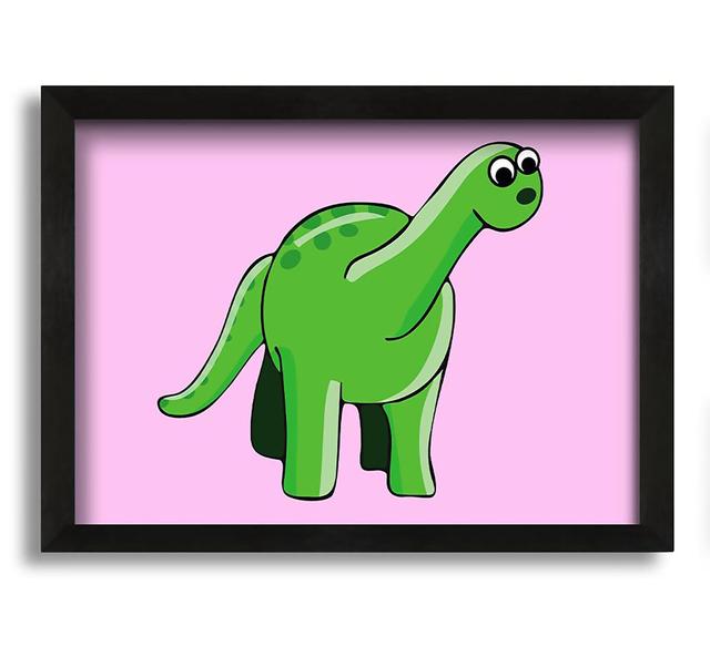 Suprised Dinosaur White - Single Picture Frame Print on Canvas Zoomie Kids Format: Black Framed Canvas, Size: 60cm H x 84cm W x 3.3cm D, Colour: Pink on Productcaster.