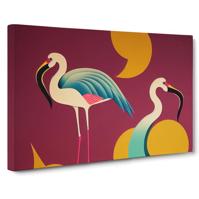 Flamingo Art Deco - Wrapped Canvas Graphic Art Bay Isle Home Size: 50cm H x 76cm W x 3cm D on Productcaster.