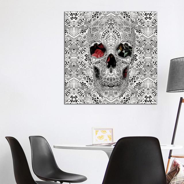 Lace Skull II, Square by - Wrapped Canvas Graphic Art Happy Larry Size: 93.98cm H x 93.98cm W x 3.81cm D on Productcaster.