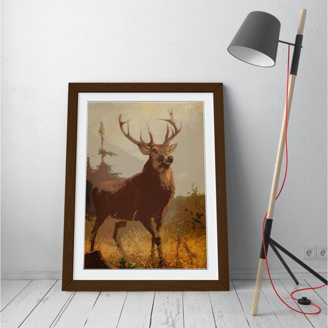 Red Stag Animal - Picture Frame Painting on Canvas Alpen Home Frame Colour: Brown Framed, Size: 89cm H x 64cm W x 2cm D on Productcaster.