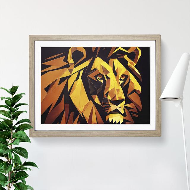 Epic Lion Abstract - Single Picture Frame Print Metro Lane Size: 34cm H x 46cm W x 2cm D, Frame Colour: Oak on Productcaster.