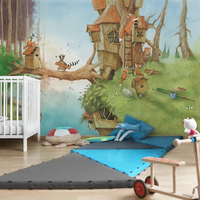 Furr Vasily and the Fox Family 225cm L x 336cm W Roll Wallpaper Zoomie Kids Size: 225cm L x 336cm W on Productcaster.