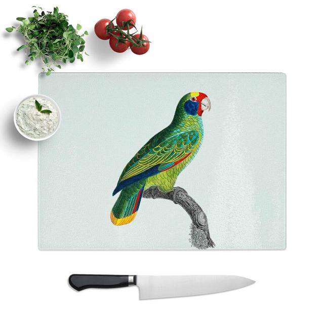 Tempered Glass Amazon Parrot by F. Levaillant Chopping Board East Urban Home Size: 28.5 cm W x 20 cm L on Productcaster.