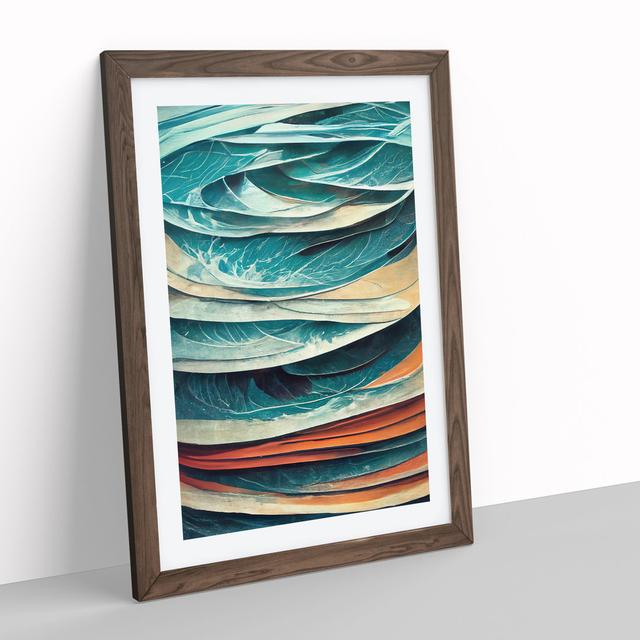 Beach Ocean Wave Abstract No.2 House of Hampton Frame Colour: Walnut Framed, Size: 34cm H x 25cm W x 2cm D on Productcaster.