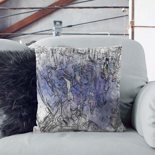 Bright Lights of New York City in Abstract Cushion with Filling East Urban Home Size: 55cm H x 55cm W x 20cm D on Productcaster.