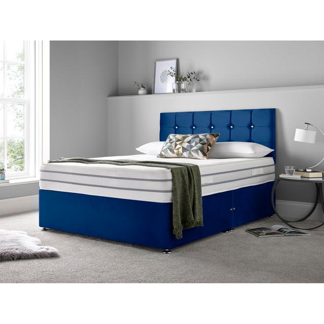 Kapisa Memory Foam Divan Bed Set Rosdorf Park Storage Type: 4 Drawers, Size: Double (4'6), Colour: Blue on Productcaster.