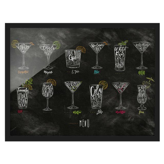 Cocktail Menu - Picture Frame Graphic Art Rosalind Wheeler Size: 40cm H x 55cm W x 2cm D, Frame Option: Black Framed on Productcaster.