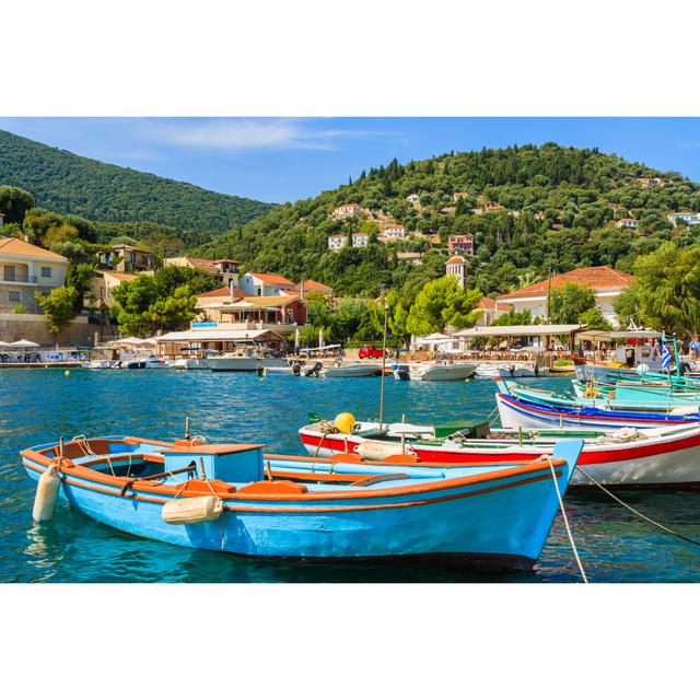 Greek Fishing Boats - Wrapped Canvas Photograph Breakwater Bay Size: 61cm H x 91cm W x 3.8cm D on Productcaster.