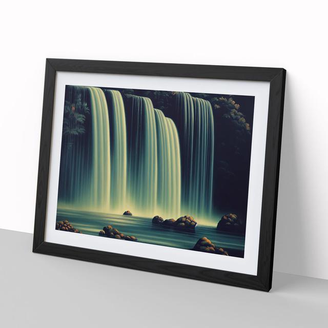 Modern Waterfall Scene Vol.2 17 Stories Frame Colour: Black Framed, Size: 25cm H x 34cm W x 2cm D on Productcaster.