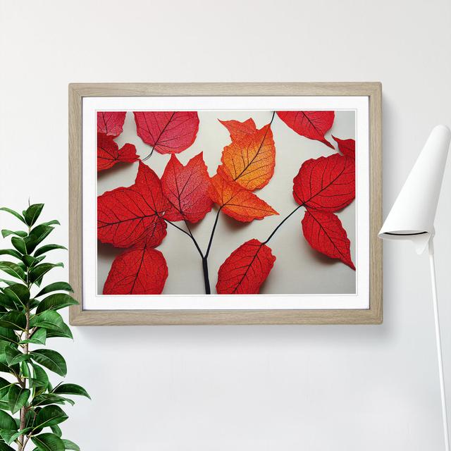 Excellent Autumn Leaf - Single Picture Frame Print Latitude Run Frame Colour: Oak, Size: 46cm H x 64cm W x 2cm D on Productcaster.